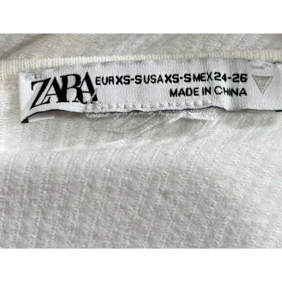 Zara Ribbed Scoop Neck Crop Tops Set Of 2 Black & White XS-S Stretchy Fitted Sty - Picture 8 of 11